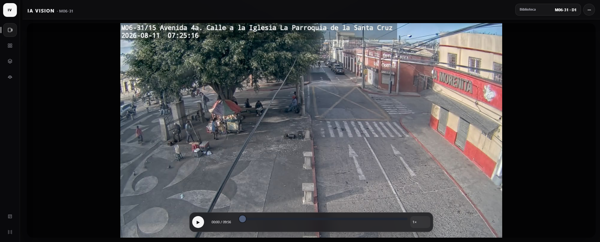 Captura del visor IA Vision de PANORAMA con detecciones sobre un video de movilidad real
